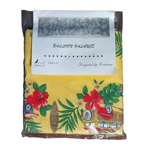 Contessa Balloon Valance Curtain Woodie Car Yellow Tropical Floral Tiki 72"x 15"